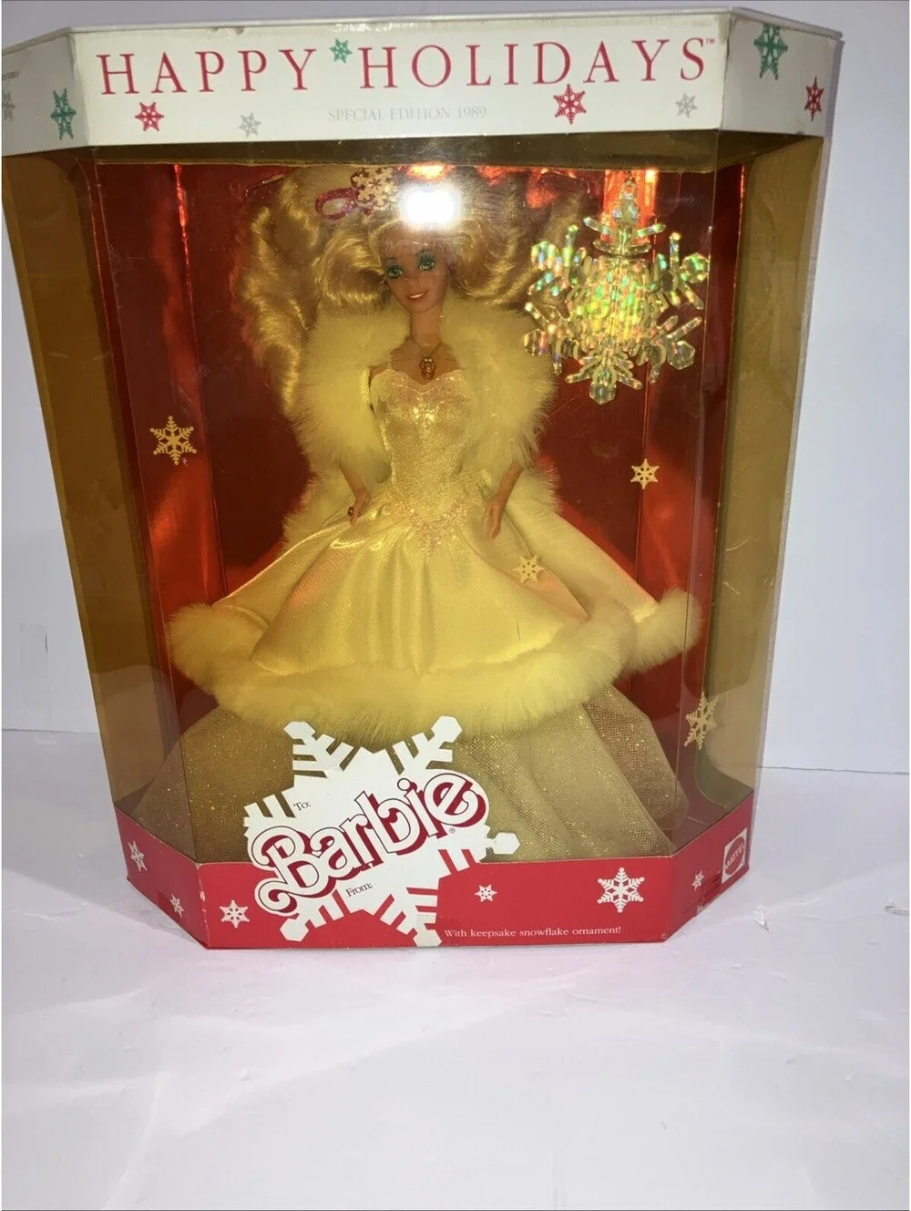 Vintage 1989 Happy Holidays Barbie Doll Special Edition Mattel  w/ Ornament NEW